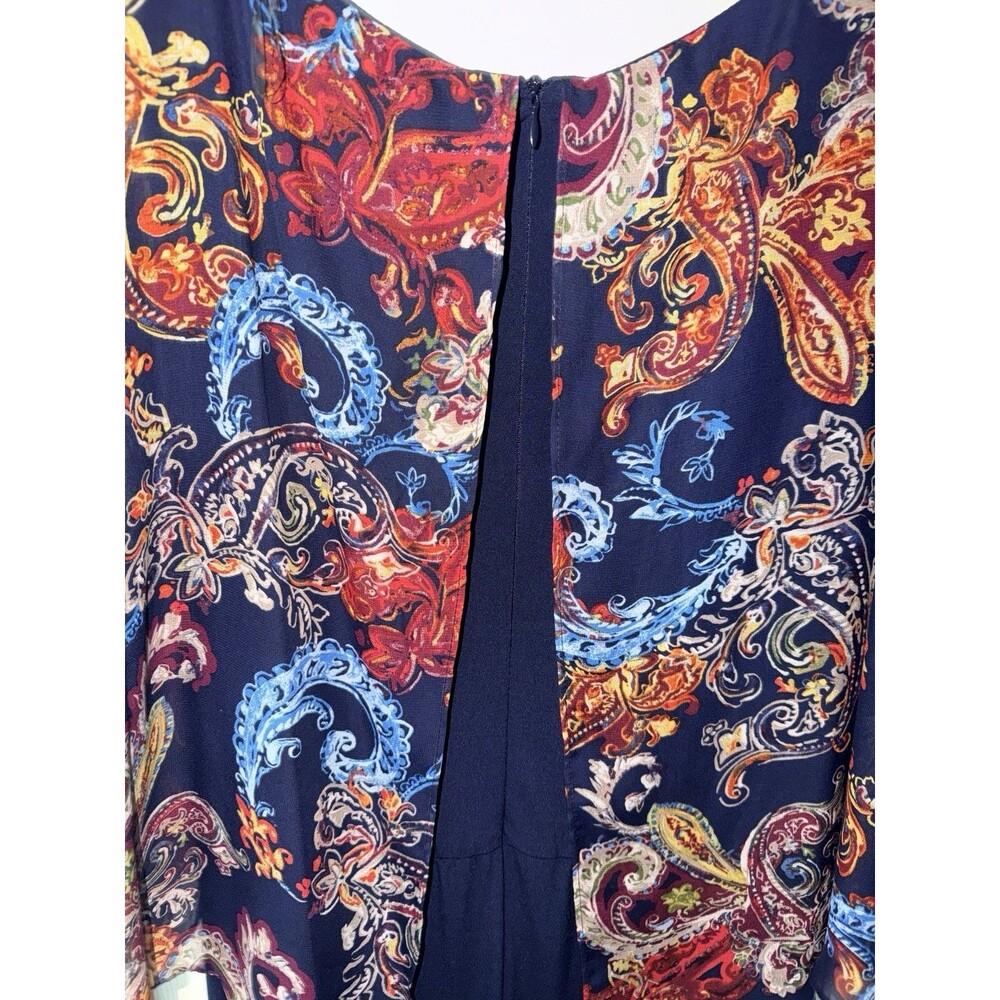 Connected Jumpsuit Womens Plus Sz 18W Floral Chiffon Cape Wide Leg Minimal Chic - Picture 4 of 9